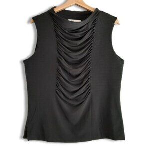 BAILEY Crewneck Stretch Tank Top Font Ruched Panel Black Sz 2X